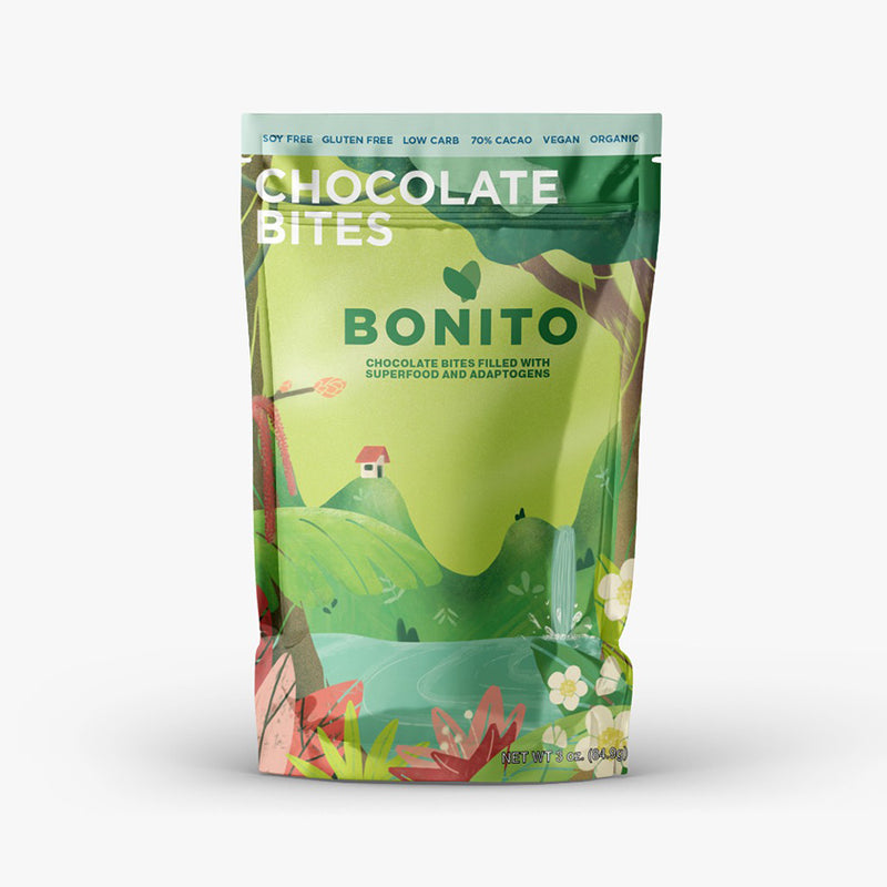 Dark Chocolate covered almonds infused with matcha and adaptogens